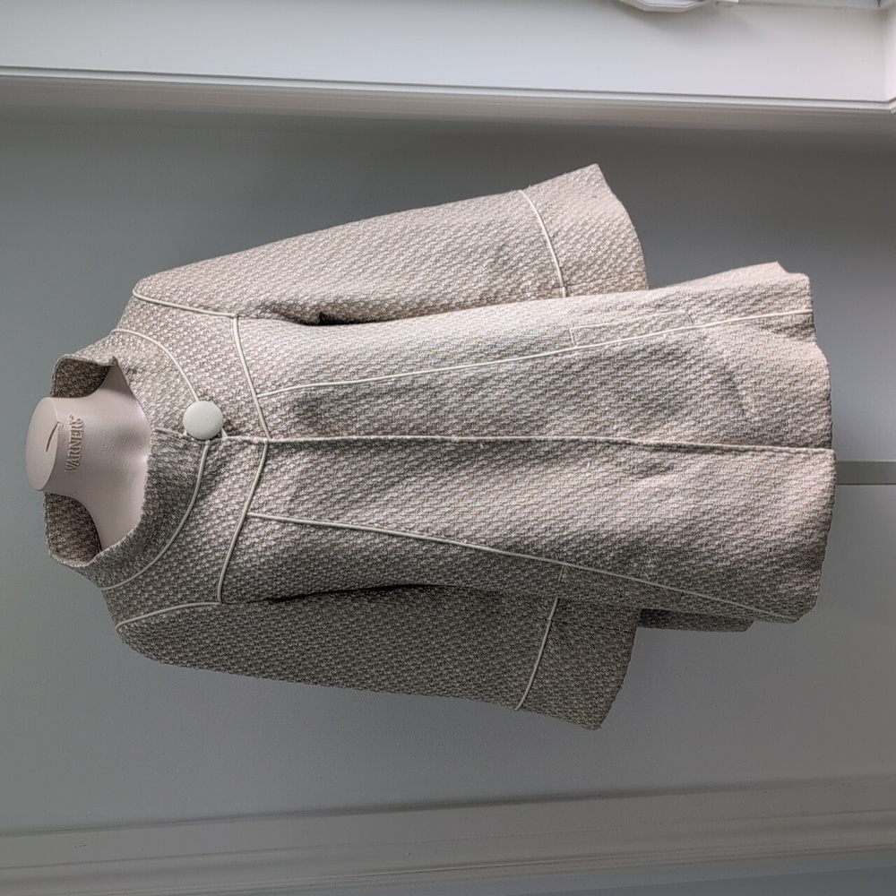 Vintage YZK Mod Peacoat Tan Cream Silver With 3/4 Sleeves Size Xs